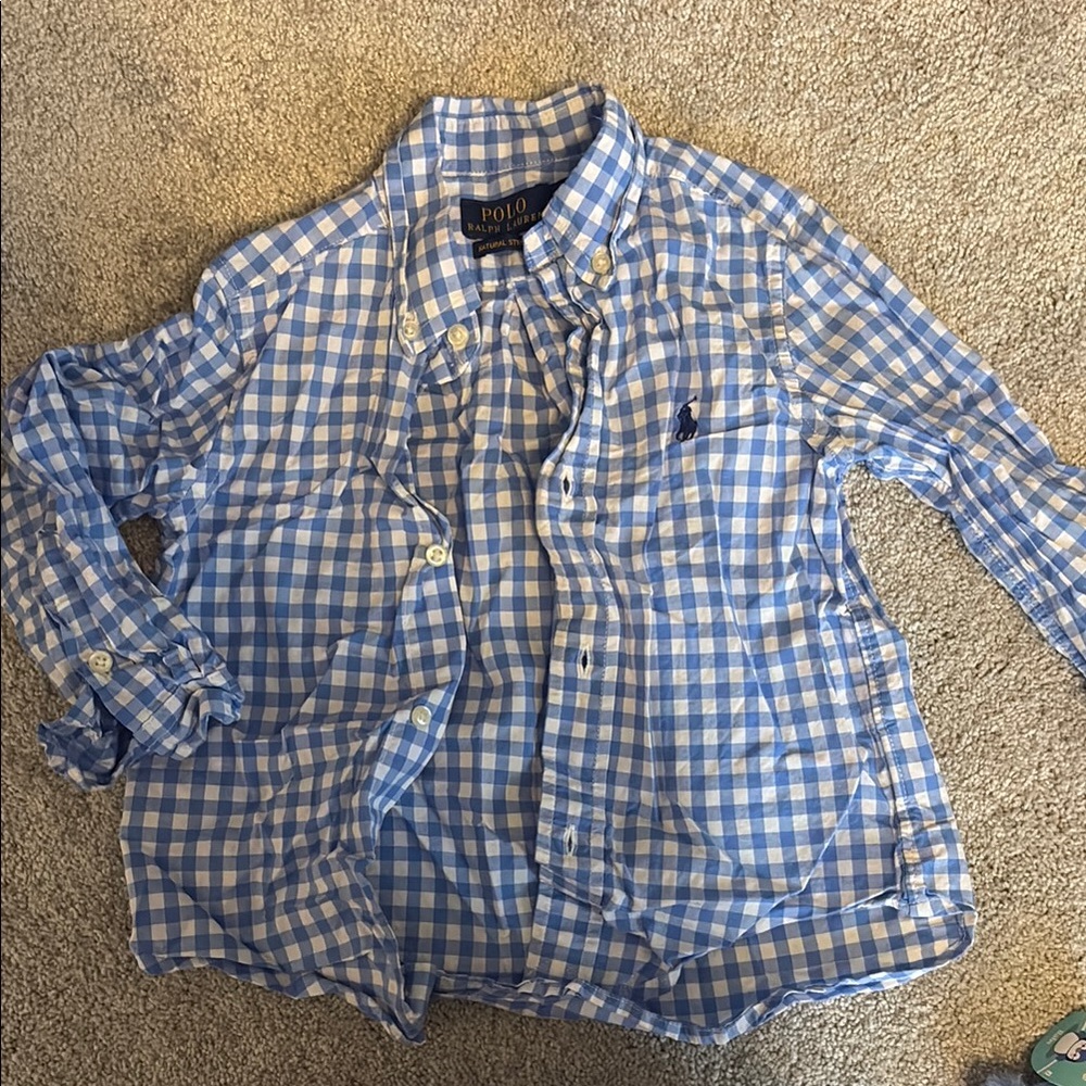Ralph Lauren Blue and White Casual Button Down Shirt